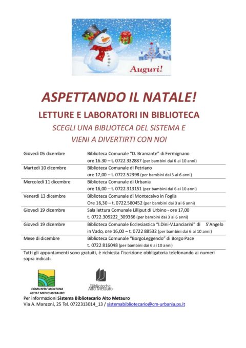 NATALE NELLE BIBLIOTECHE DEL SISTEMA